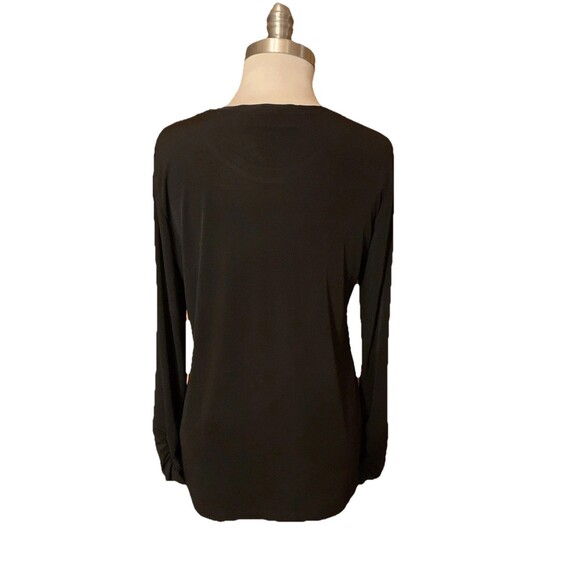 Susan Graver Liquid Knit Black Top Shirt Rouched Sleeves Capsule Wardrobe Small - Picture 6 of 12